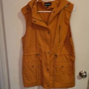 Zenana Outfitters Orange Utility Vest with Drawstring Waist